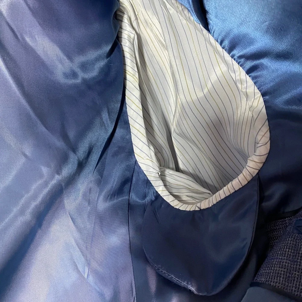 Joseph & Feiss Gold Mens 44R Blue Plaid 100% Wool Blazer Classic Fit Sport Coat